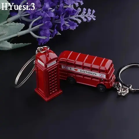 레드 더블 데커 버스 전화 박스 키체인 금속 우편함 모델, 런던 문화 랜드마크 키링, 여행 기념품 선물, 3D