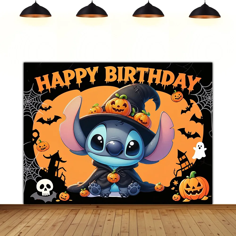 

Halloween theme background festival party Stitch children candy child room decoration birthday gift photography backdrop