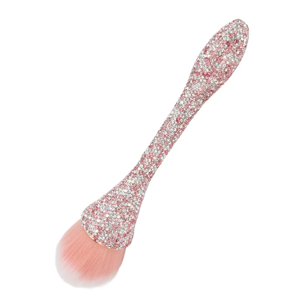 Soft Nylon Hair Nail Dust Cleansing Brush Prevent Deformation Comfortable Grip Nail Powder Remover Brush Shiny Rhinestones