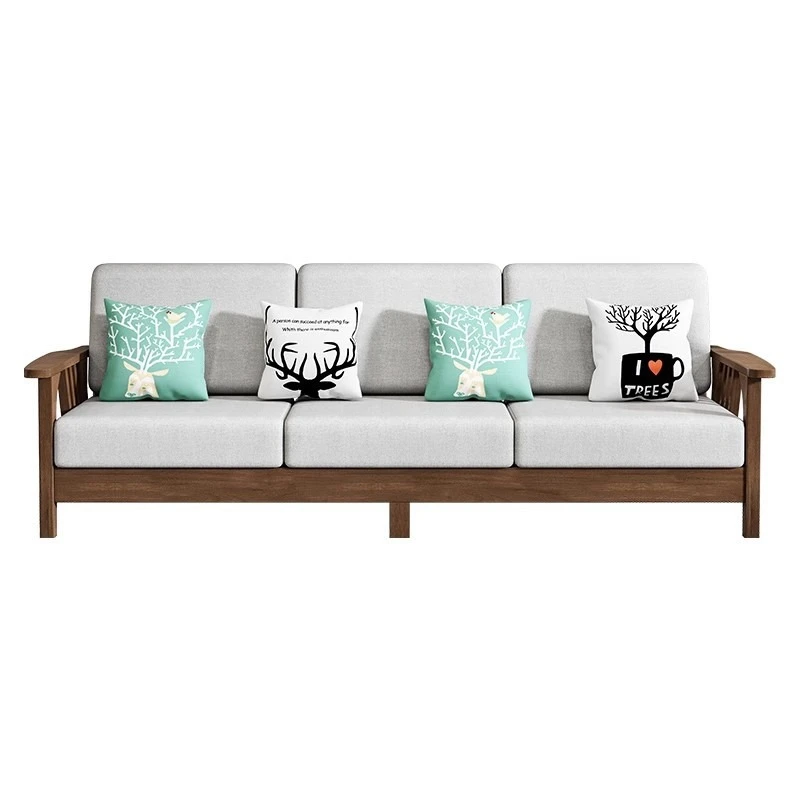

All solid wood sofa modern simple combination fabric