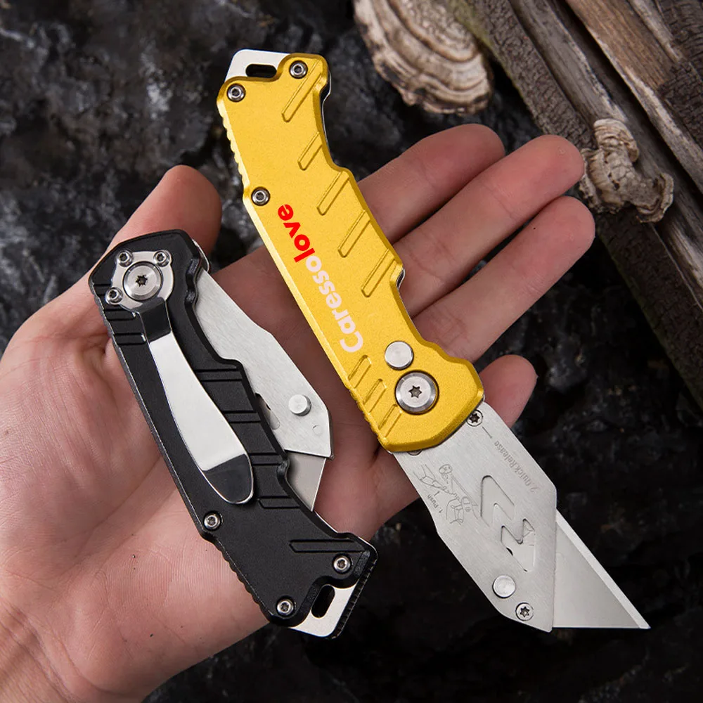 Electrician Utility Knife Retractable Paper Box Cutter Sharp Steel Handle Folding Knife Portable Pocket Knife With 10pcs Blades