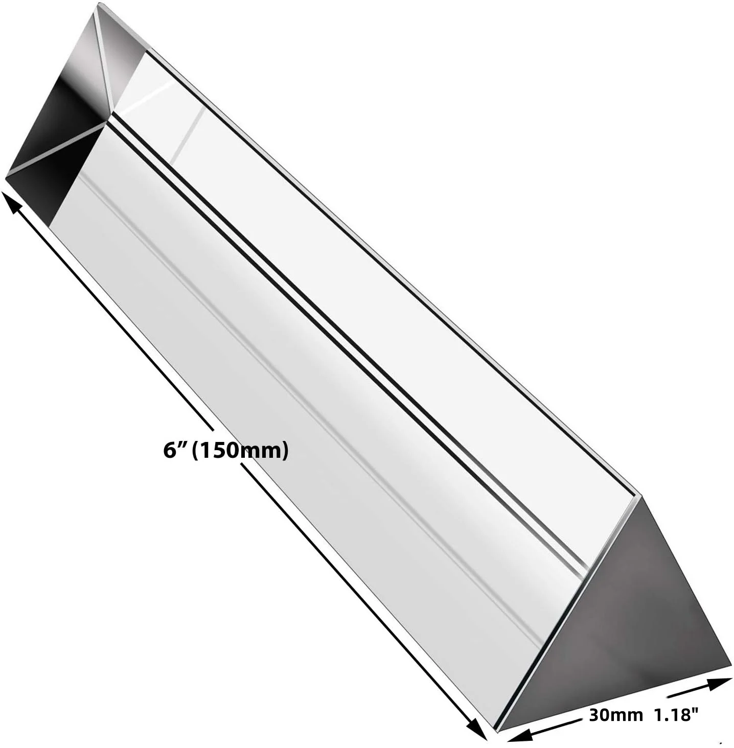 Length 15cm Optical Glass Triangular Prism For School Teaching Light Spectrum Physics and Photo Photography