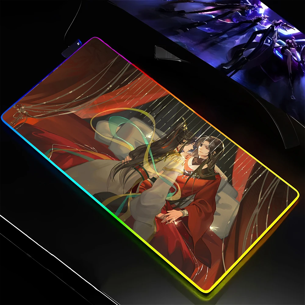 Anime Heaven Official’s Blessing 1000x500mm RGB Mouse Pad Large Luminous Mouse Pad LED Gaming Table Mat Keyboard Pads Backlight