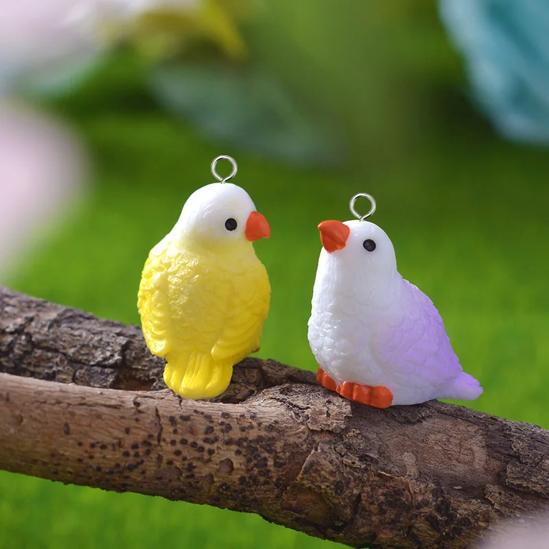 8pcs Kawaii Miniature Mini Parakeet Resin Animal Charms Pet Bird Pendant Diy Crafts For Earring Keychain Jewelry Make