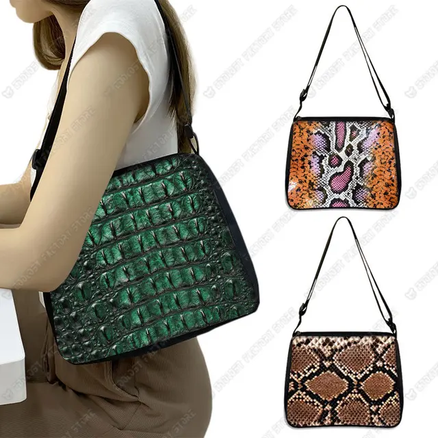 Kobiety serpentyn torba małe kwadratowe torby na ramię nadruk węża torba typu Crossbody z łańcuchem dla kobiet torebki pod pachami