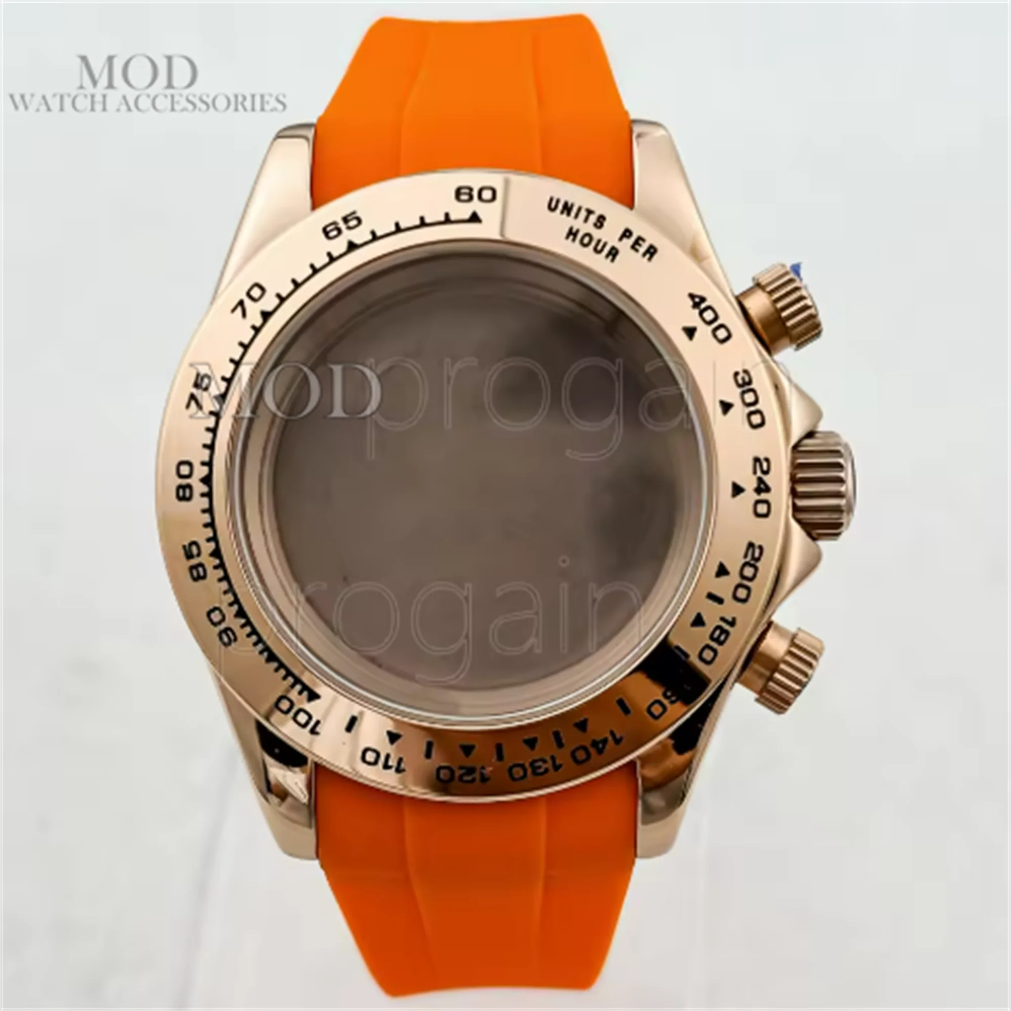 VK63 Chronograph Case Rubber Strap 10ATM Waterproof Sapphire Glass Mod Case fit VK63 Quartz Movement 39mm Watch case Accessories