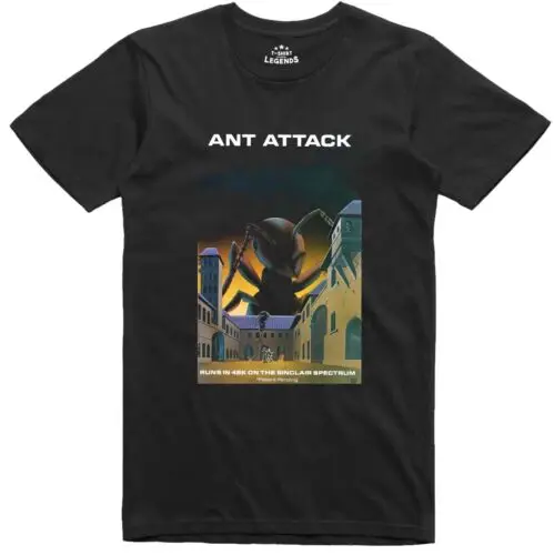 Ant Attaque 8 Bit Ruban Housse Licence Officielle Spectre 48k C64 Rétro T Shirt