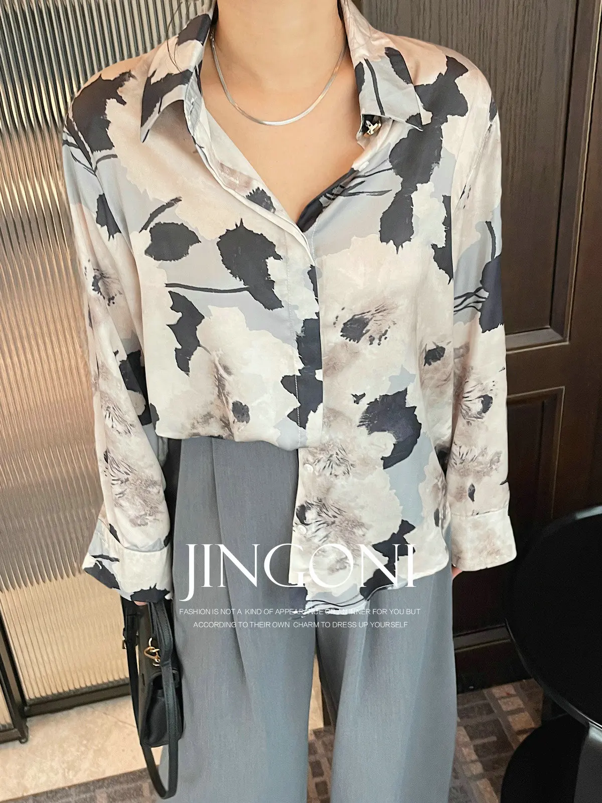 Floral Satin Shirt Blouse Top Y2K Woman Clothing 2025 Spring Summer Stylish Long Sleeve Korean Fashion Style Vintage Elegant New