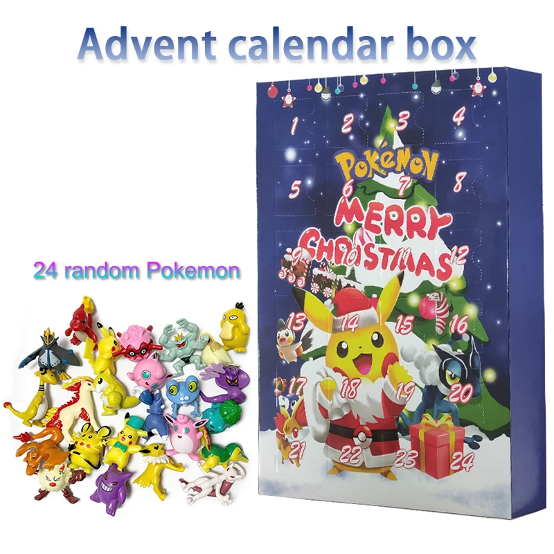 Pokemon Advent Calendar Box Random 24pcs Pikachu Charizard Anime Action Figures Model Dolls Christmas Halloween Kids Toys Gift