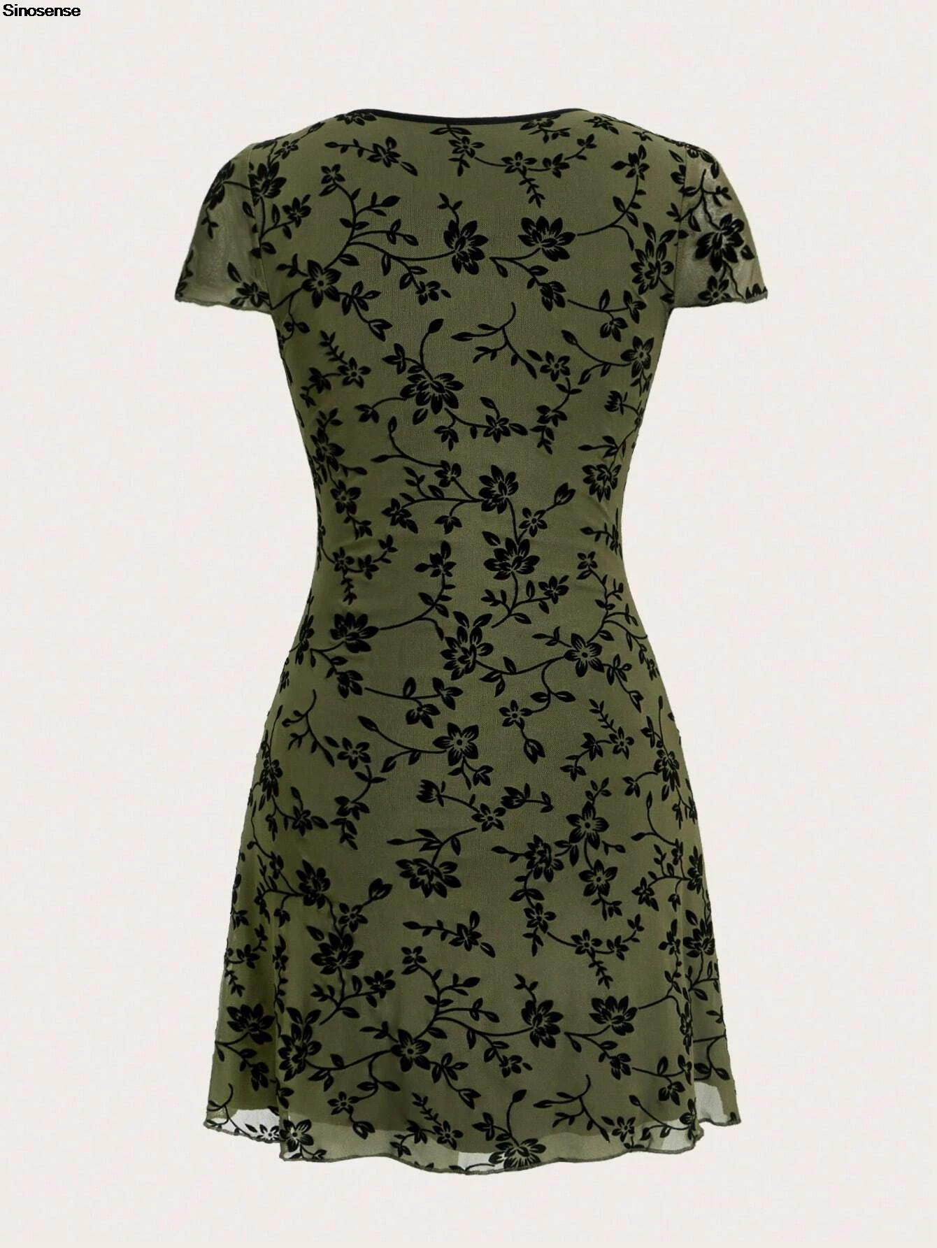 Abito corto estivo da donna con ricamo floreale con scollo a V manica corta A-Line Boho Beach Vocation Swing Dress Y2K Mini abito da uscire