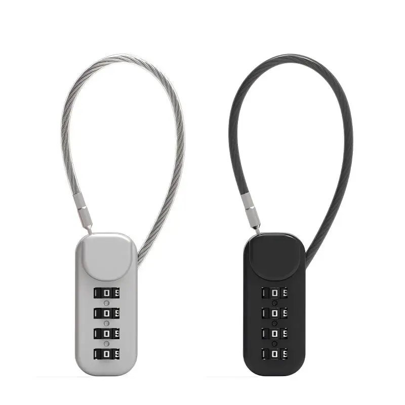 Portable Zinc Alloy 4 Digit Password Lock Wire Rope Anti-theft Backpack Zipper Lock Padlock Luggage Combination Lock Travel image 3