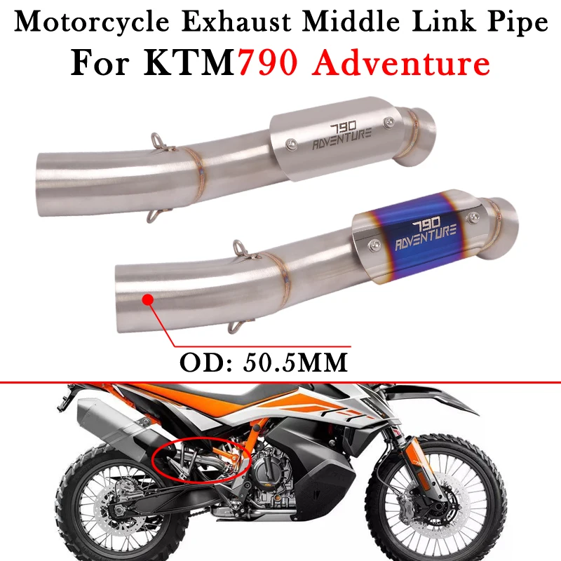 Slip On For KTM790 KTM 790 Adventure Motorcycle Exhaust Middle Link Pipe With Heat Shield Cover Modify Muffler Escape Moto Tube