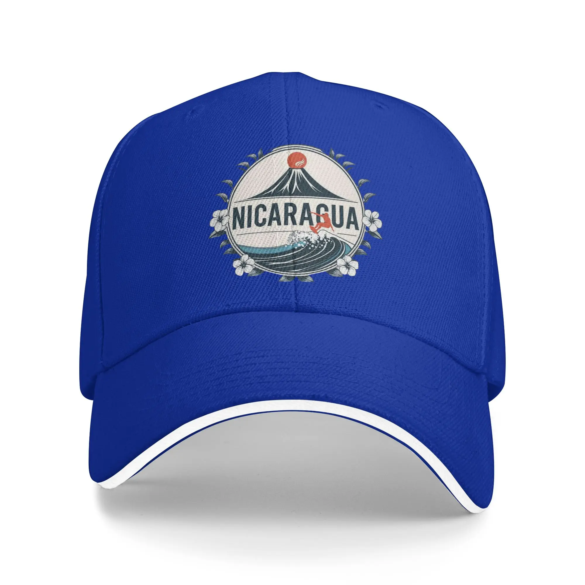 Baseball Cap Nicaragua Retro Volcanoes and Surf Waves Merch Trucker Hat Vintage Caps Formal Travel Adjustable Snapback Cap