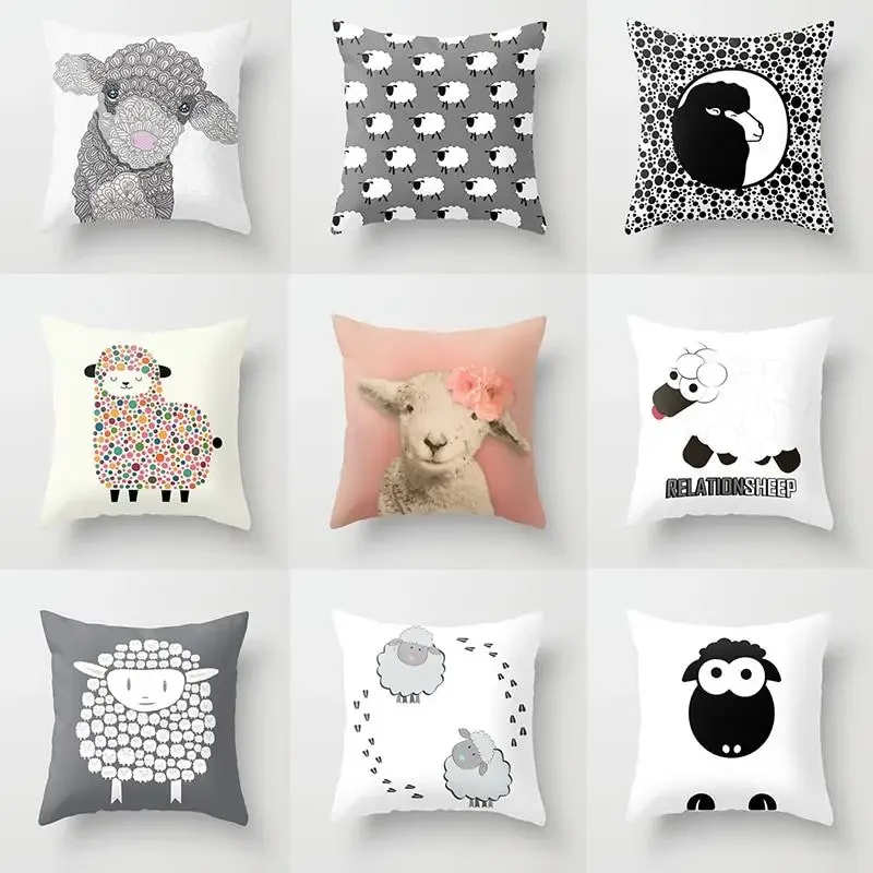 

Cushion Cover Cartoon Sheep Peach Pillow Home Decor Moda