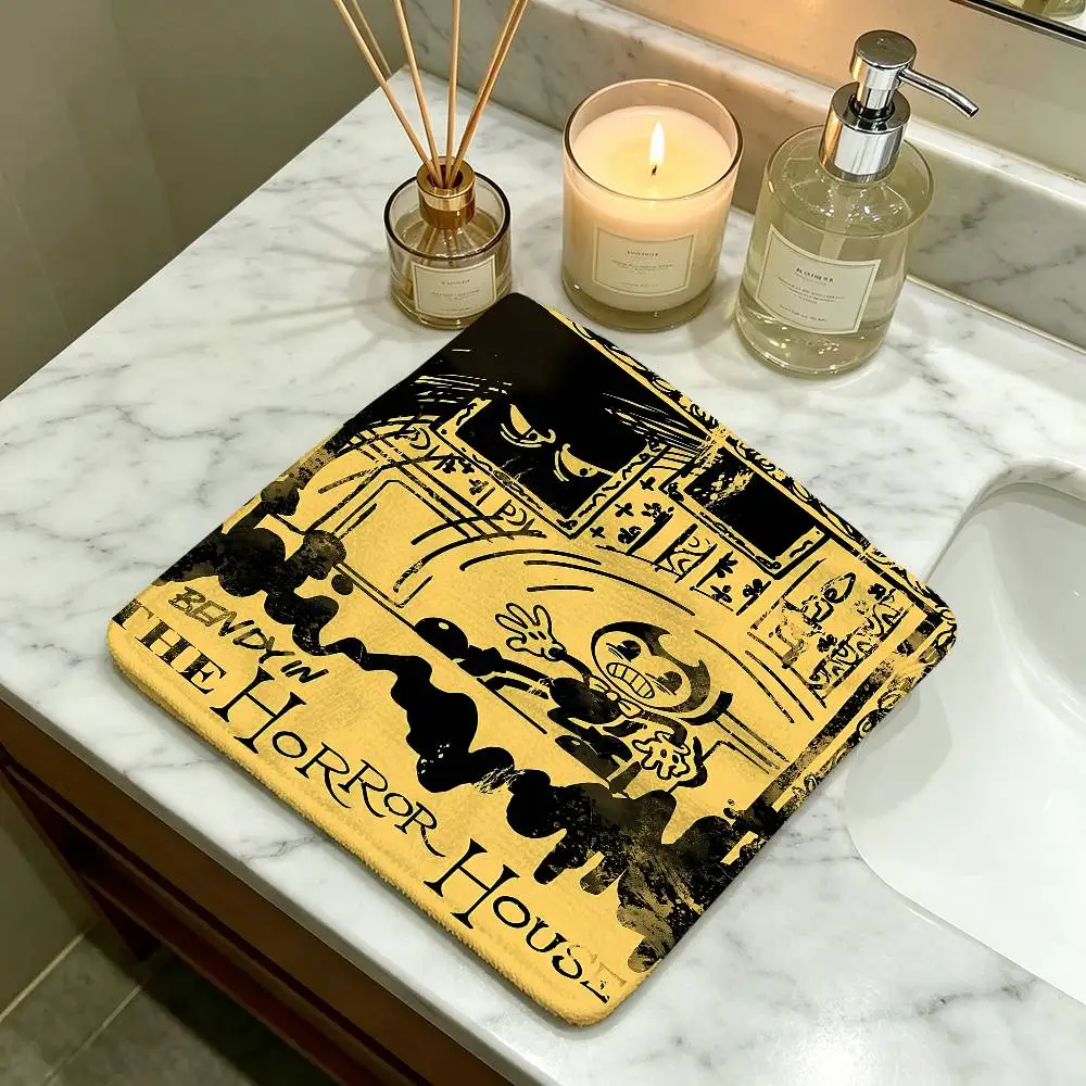 Anime Bendy and the Ink Machines Polyester Cotton Hand Wiping Towel, Hanging Design, Durable for Household Restaurant Toilet Use
