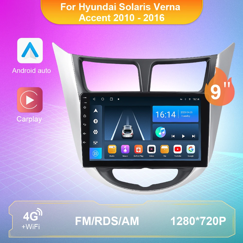 

For Hyundai Solaris 2010 2011-2016 Carplay Car Radio Android 10 Central Multimidia player GPS Navigation Player 2din Autoradio