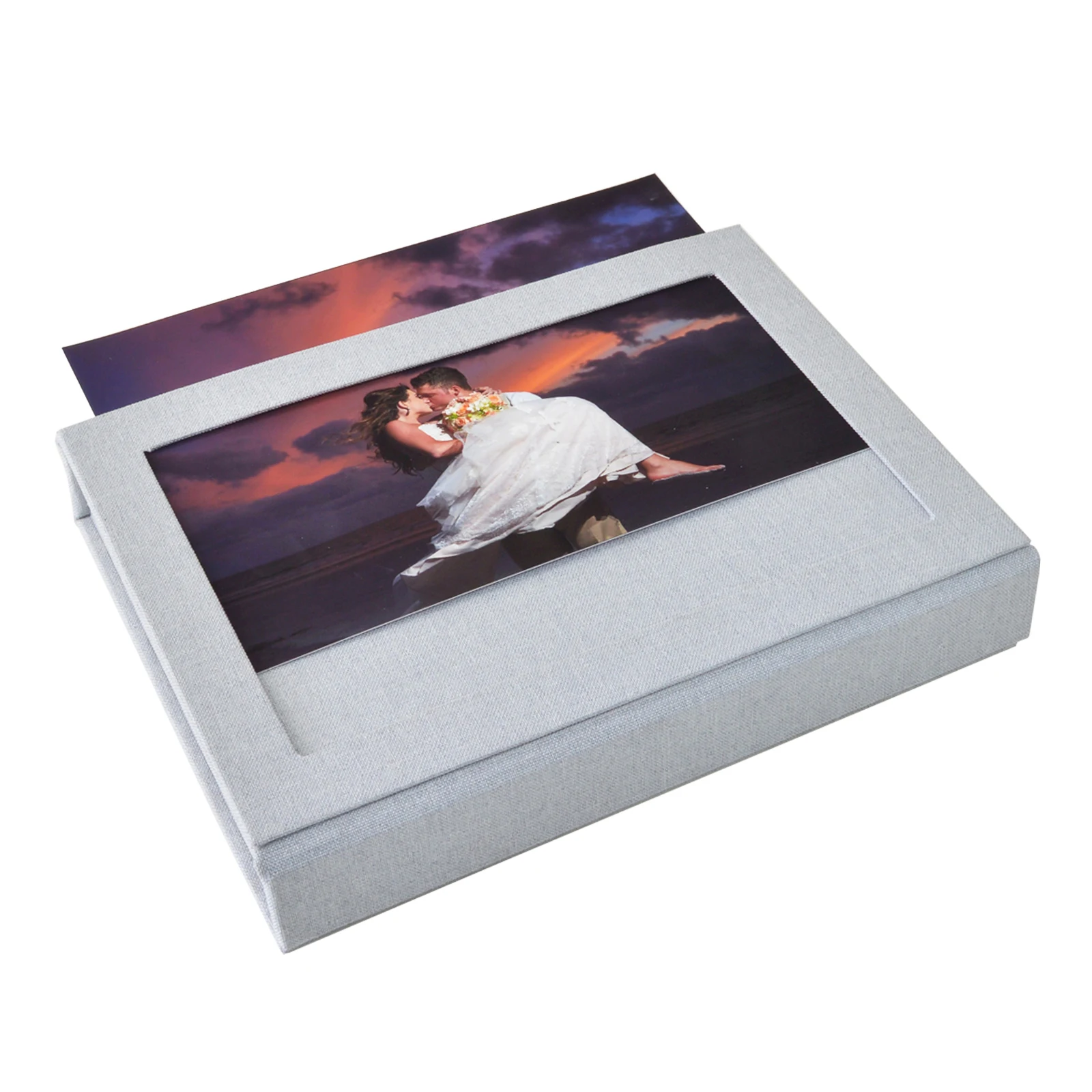 

Хранение свадебных фотографий на заказ с крышкой для печати, льняная коробка для фотографий ручной работы