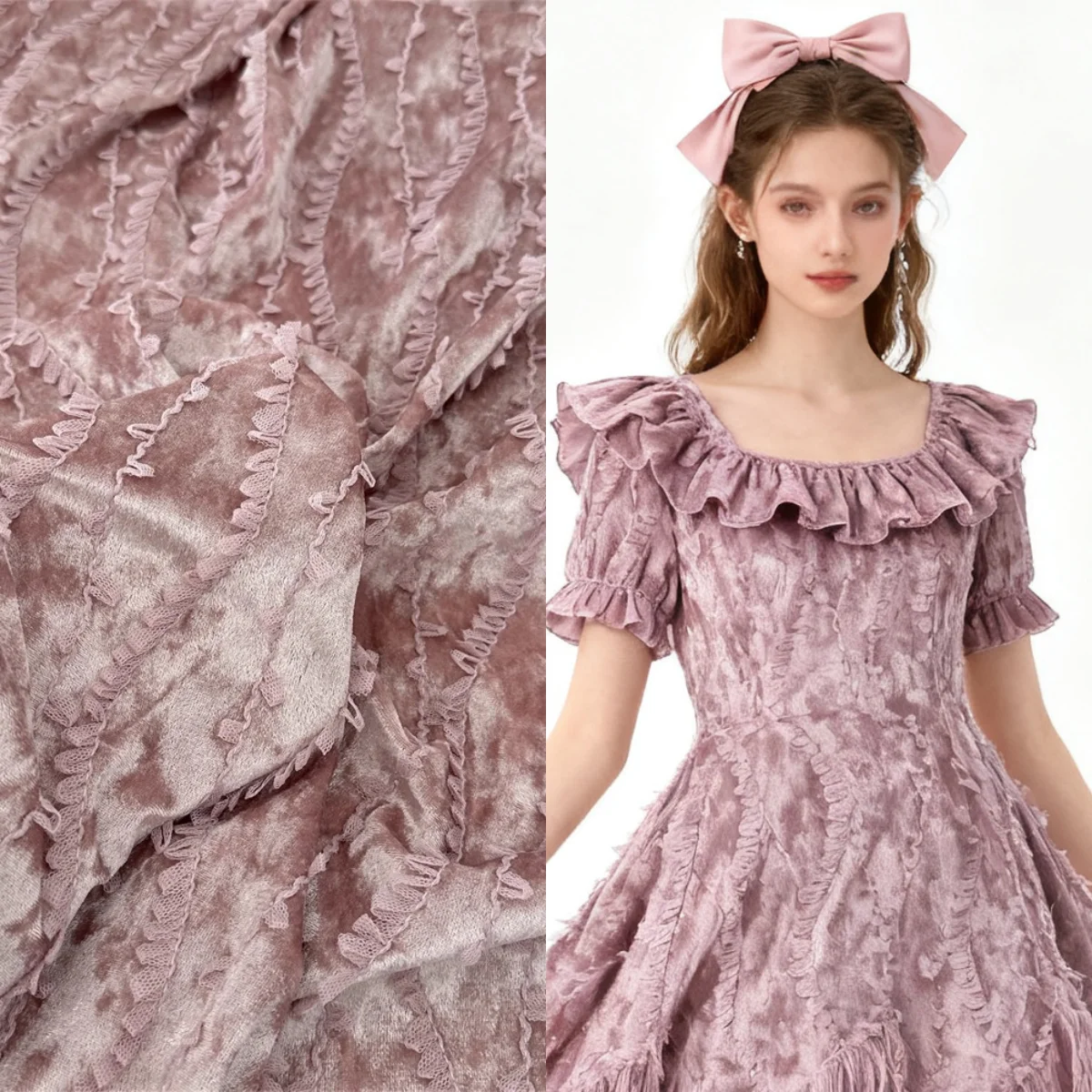 秋冬の厚手の氷花ベルベットジャカード生地縫製用サンドリリース背景生地光沢のあるベルベット生地