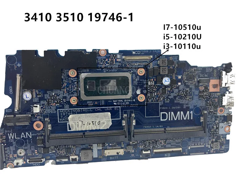 

For Dell Latitude 3410 3510 Laptop Mainboard 19746-1 CN-0DT6K3 0DT6K3 i3-10110u i5-10310U Notebook Motherboard Tested