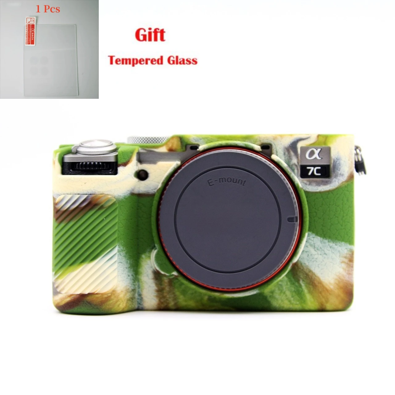 

Camera Silicone Case, For Sony A7CII Micro-single Digital Camera Bag Protective Case + Tempered Glass LCD Protective Film