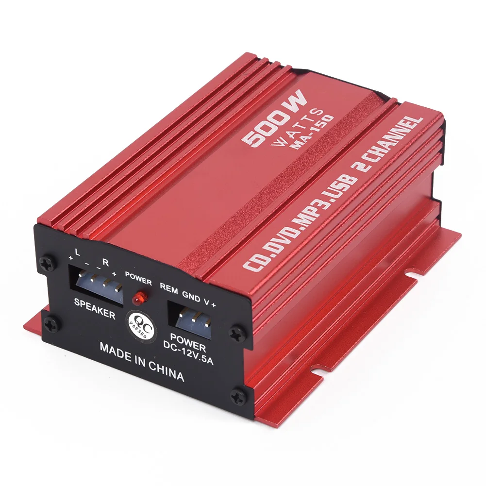 Car 12V 500W 2 Channels  For Mini Hi-Fi Stereo Audio  Amp Subwoofer Car Accessories Stereo Audio System Electronics Automobiles