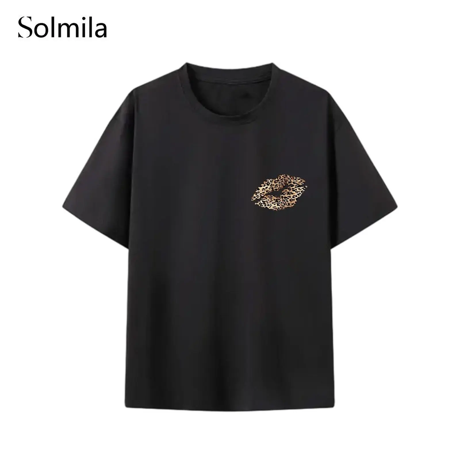 

Korean Casual Summer T-shirt Korean Style Korean Screen Pattern Round Neck Design Slight Stretch Fabric Beautiful Shape