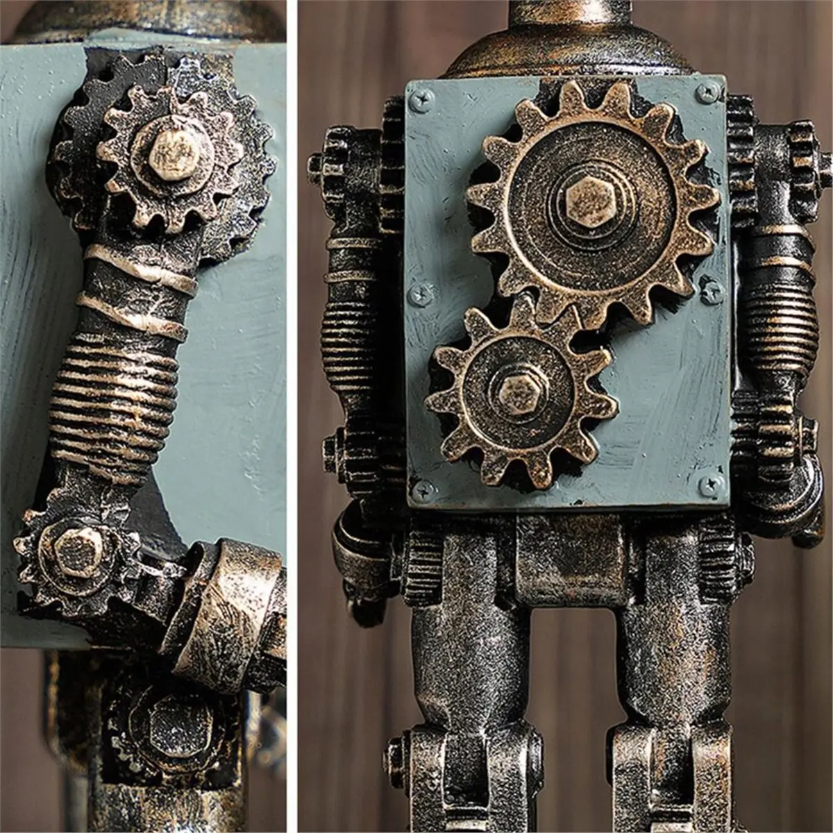 Multi-use Gear Retro Resin Steampunk Robot Figurine Miniature Model Ornaments Handicraft Collectibles Model Living Room Home Dec