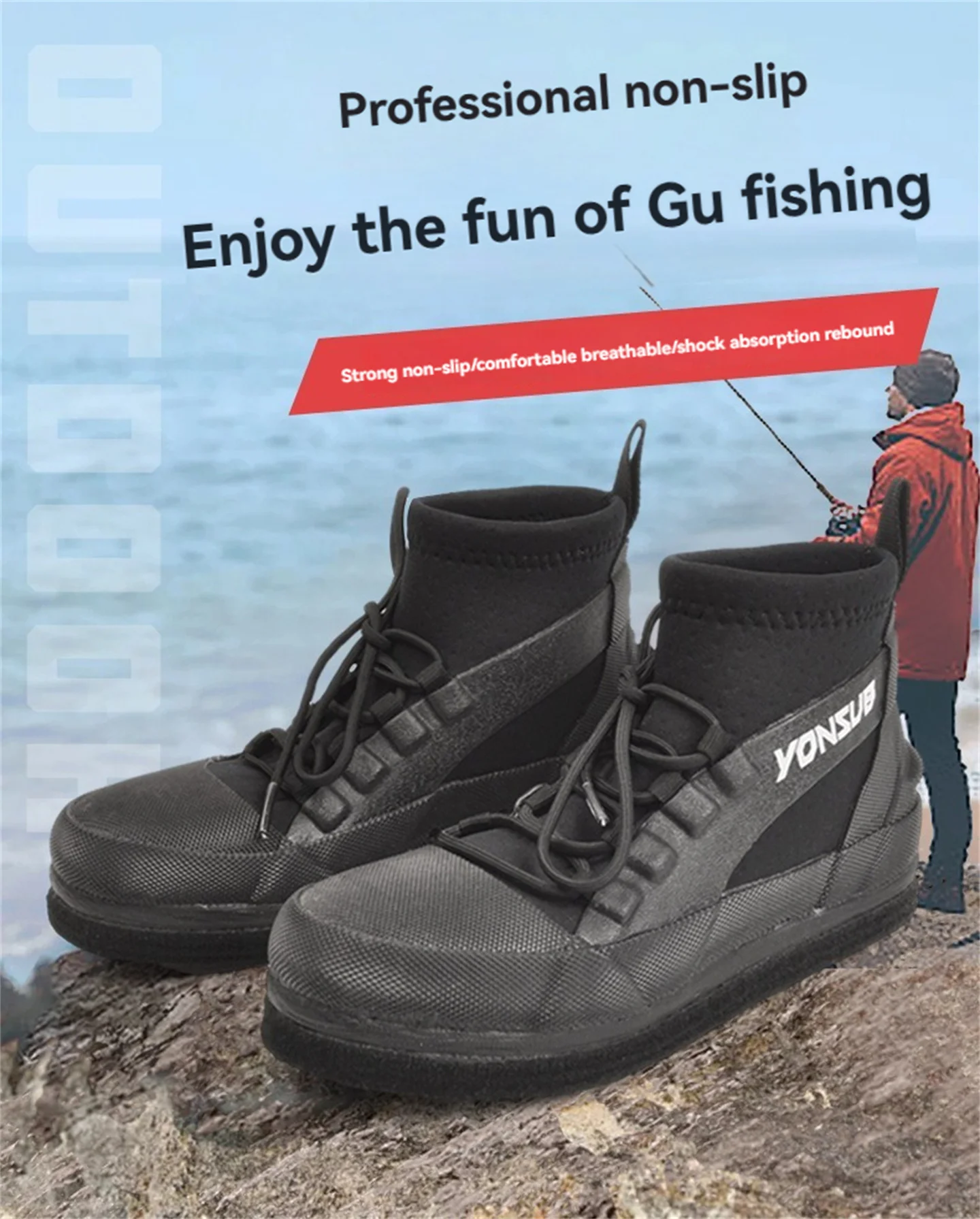 

Yonsub Rock Fishing Shoes For Adult Children Reef Climbing Sole Spikes Wear-resistant Non-Slip Quick Drying Wading Aqua Shoes