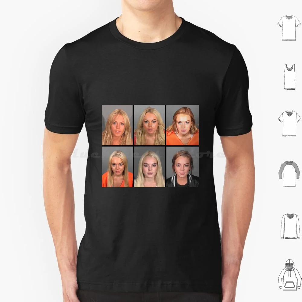 Lindsay Lohan Mugshots T Shirt Big Size 100% Cotton Lindsay Lohan Lilo Pop Celebrity Icon 2000S Mugshot Mugshots Crime Pop