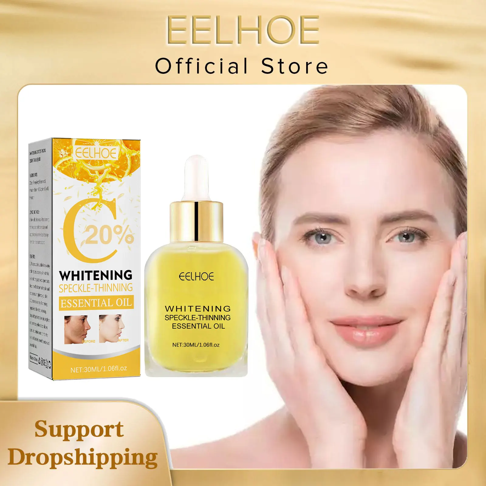 EELHOE-Vitamina C Soro De Clareamento, Removedor De Sarda, Desvanece-se Pigmento De Mancha Escura, Melanina Corrector, Iluminando A Pele