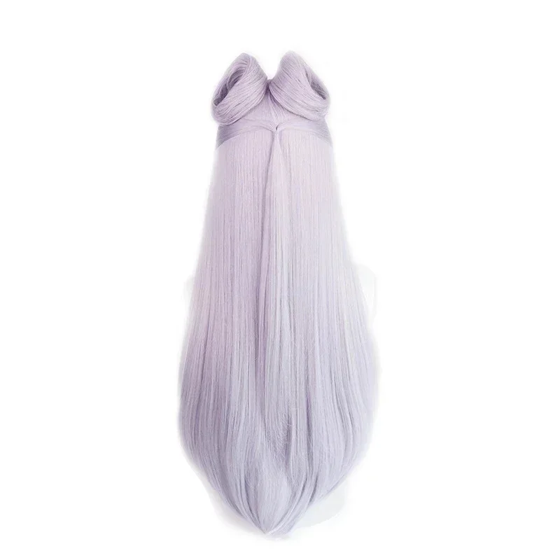 CosplayKDA Baddest Evelynn Cosplay Wig  KDA Long Hairpiece With Buns Heat Resistant Synthetic Hair Game Role Play Wigs + Wig Cap