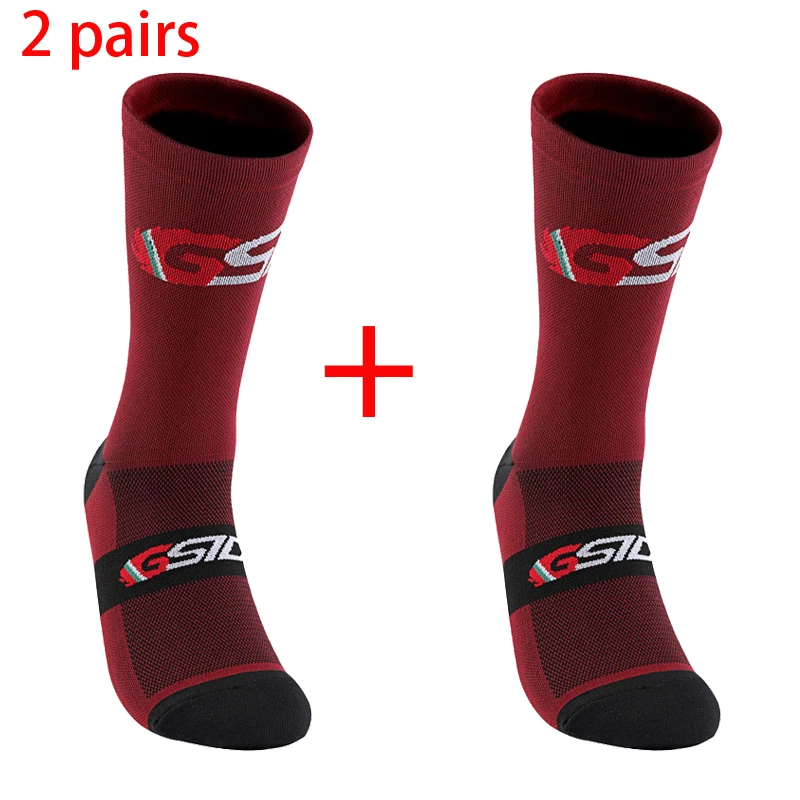 2 paar 2023 Neue Radfahren Socken Fahrrad Krankenschwester Kompression Rennrad Laufen Mtb Kniehohe Weiß Sport Lustige Marke schwarz – Detail 3