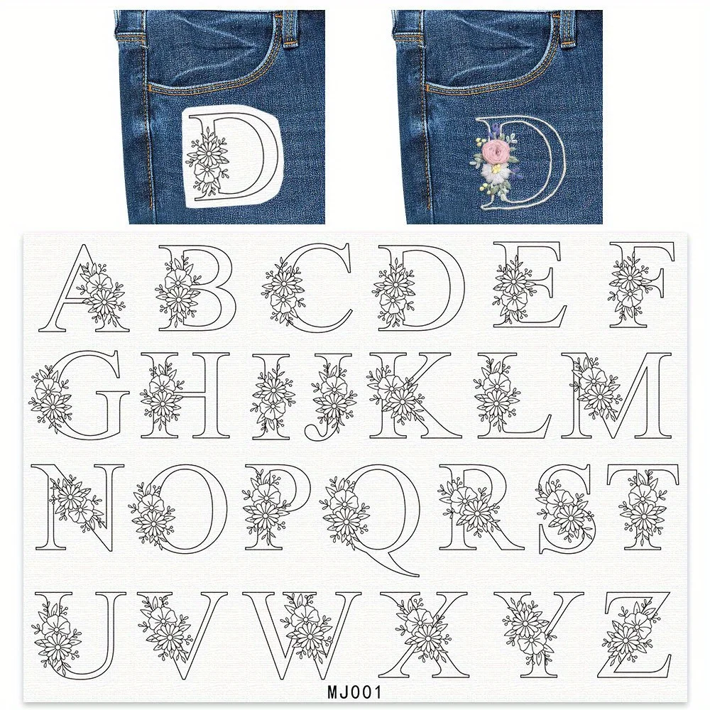 

1pc Embroidery Stabilizer with Floral Letter D Design - Self-Adhesive, Water-Soluble Pattern for Hand Sewing