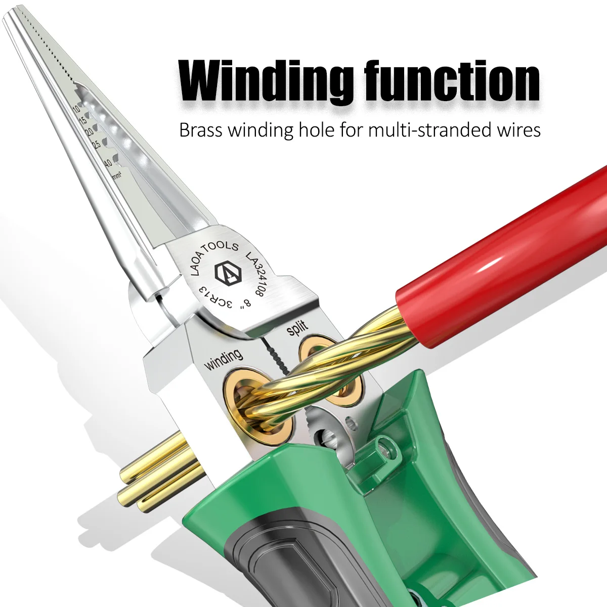 LAOA 8in1 Wire Strippers with Electricity Measurement, Pliers for Cutting, Pulling, Stripping, Splitting, Winding & Clamping