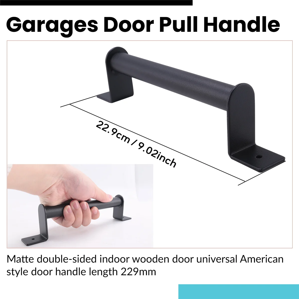 2Pcs Black Carbon Steel Sliding Barn Door Pull Handle for Sliding Barn Door Garden Gates Garages Hardware Kit XT