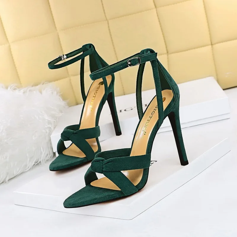 

BIGTREE Shoes Women 11cm High Heeled Sandals Ladies Shoes Summer Stilettos Women Sandals Suede Woman Pumps High Heels 2023 New