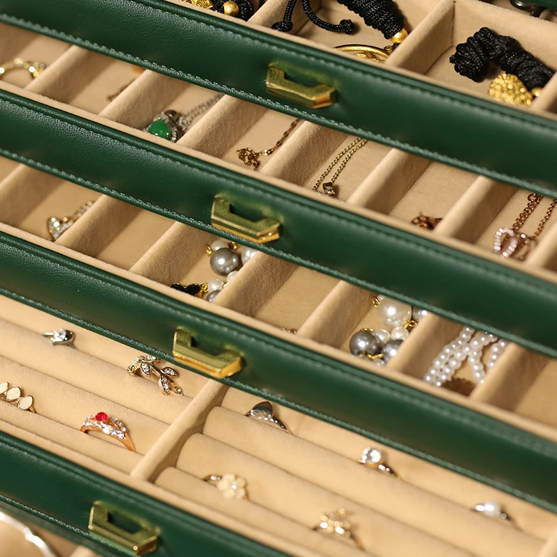 Large Capacity Jewelry Organizer Box with 12 Drawers Jewelry Display Collection PU Storage Necklace Holder for Anniversary