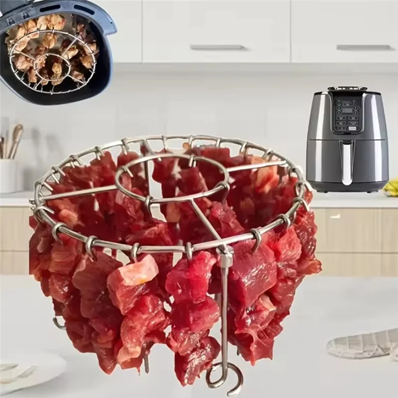 -A89Z Stainless Steel Vertical Grill Rack Skewer Holder With 24 Skewers Suitable For 3.2QT-5.5QT Air Fryers