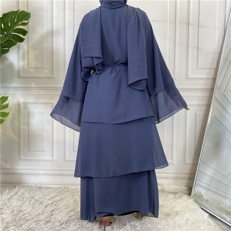 Imagem -03 - Chiffon Abaya Aberto para Mulheres Vestido Muçulmano Islã Jalabiya Kimono Cardigan Eid Mubarak Dubai Turquia Kaftan Ramadan Robe Djellaba