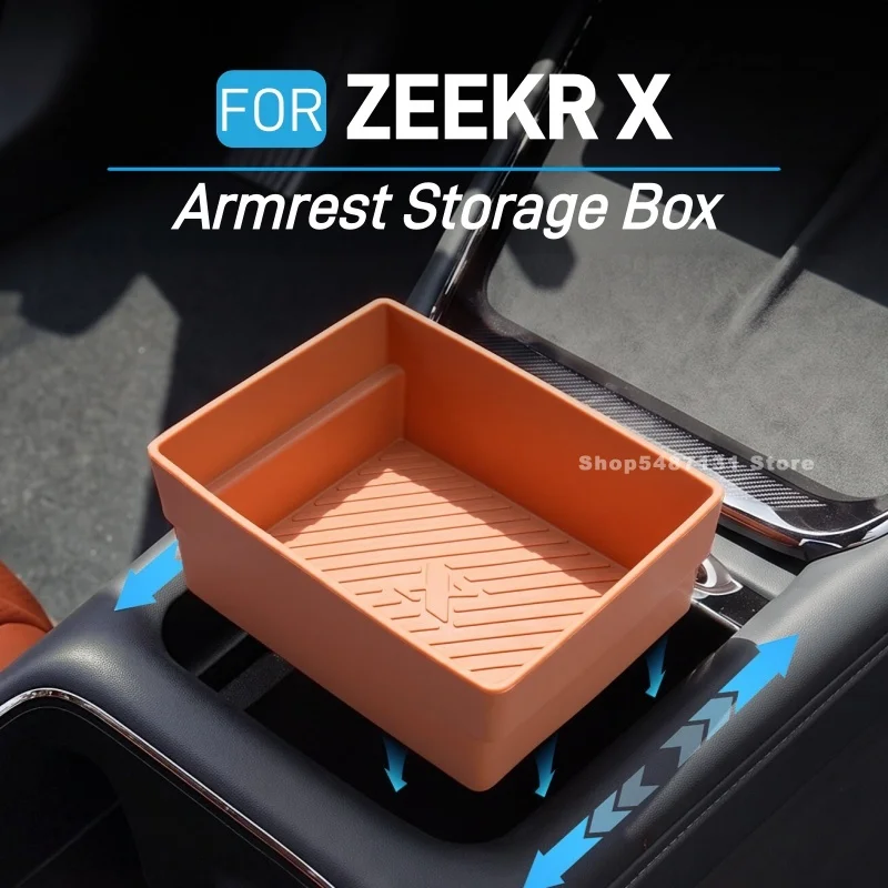 For ZEEKR X Sliding‑Cover Center Console Armrest Storage Box Anti‑Rattle Organizer Tray Stowing Tidying Car Interior Accessories