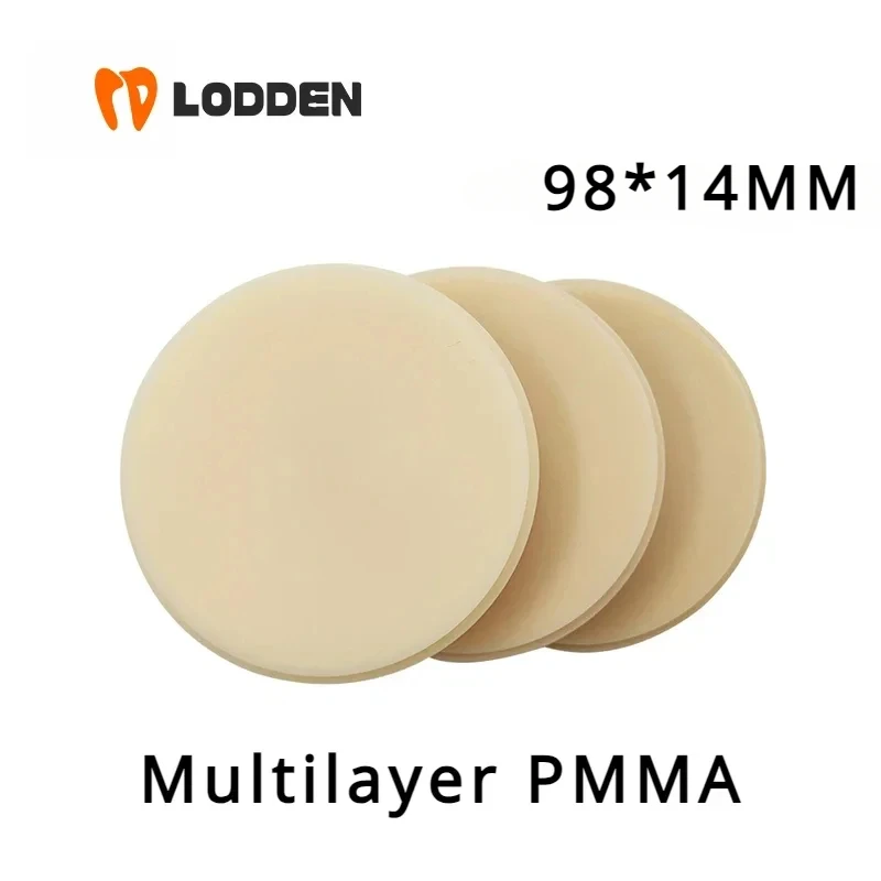 14mm Dental Multilayer PMMA Block Open System  For Dental Laboratory CAD/CAM 98MM  Dental Resin Dentist Material For Lodden