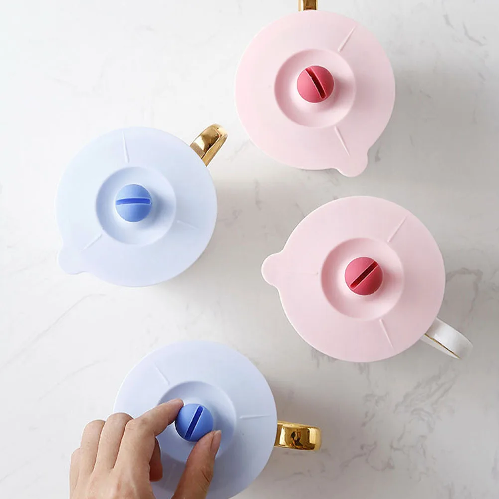 

2 Pcs Silicone Cup Lid Lids Mug Cover with Round Silica Gel Coffee Covers Dustproof Travel