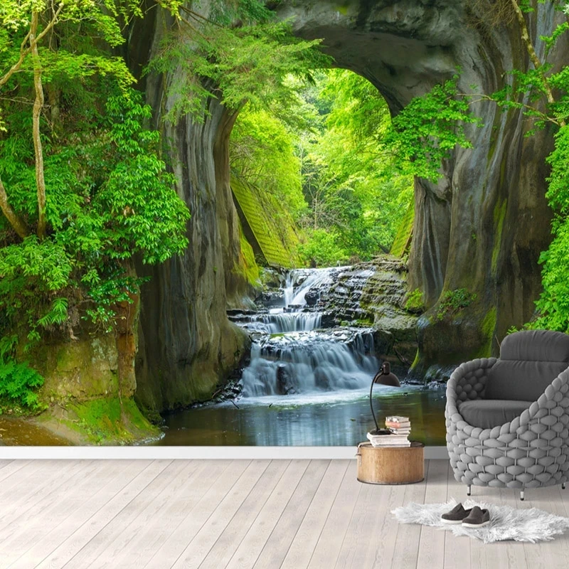 

Custom Mural 3D Green Forest Stream Landscape Photo Wallpaper Living room sofa TV background wall bedroom restaurant wall fabric