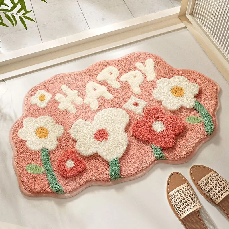 Bodenmatte Toilette Badezimmer Bodenmatte Blumenmuster Saugfähig Haushalt Toiletten-Tür Badezimmer-Tür Schlafzimmer Teppichmatte