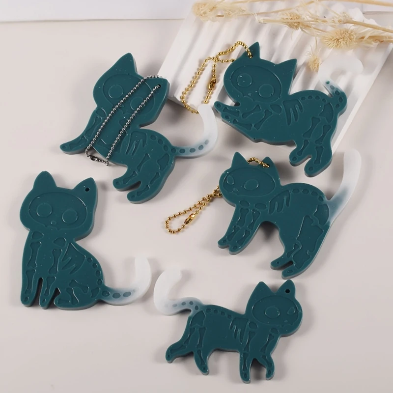 Silicone Cats Keychain Earrings Mold Durable Earrings Resin Mold Cats Shaped Epoxy Casting Molds for Pendant Necklace Dropship