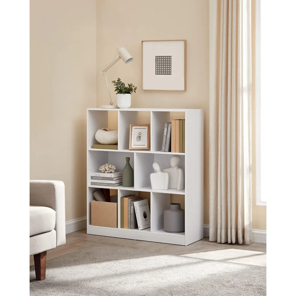 Bookshelves, freestanding storage units, 8 open compartments, horizontal, vertical, upside down, suitable for living room, study