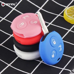 KEYYOU Silicone car key set cover case shell skin for Mercedes Benz Smart City Fortwo Roadster 3button car styling key holder