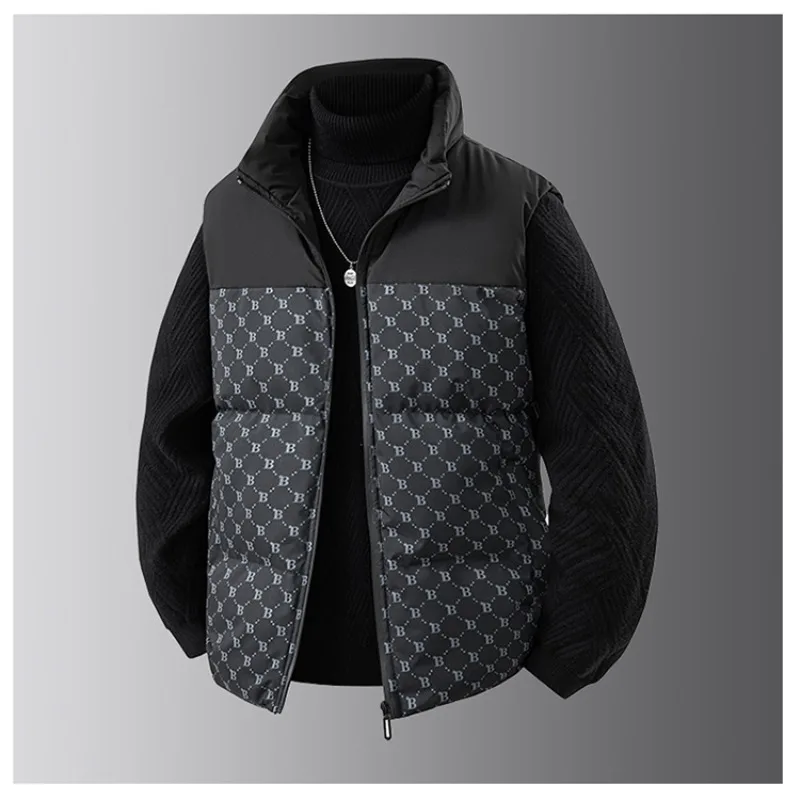 

Winter Sporty Stand-up Collar Cotton Vest Men Outdoor Down Cotton-padded Jacket Light Vest Cotton-padded Jacket New Warm Jacket