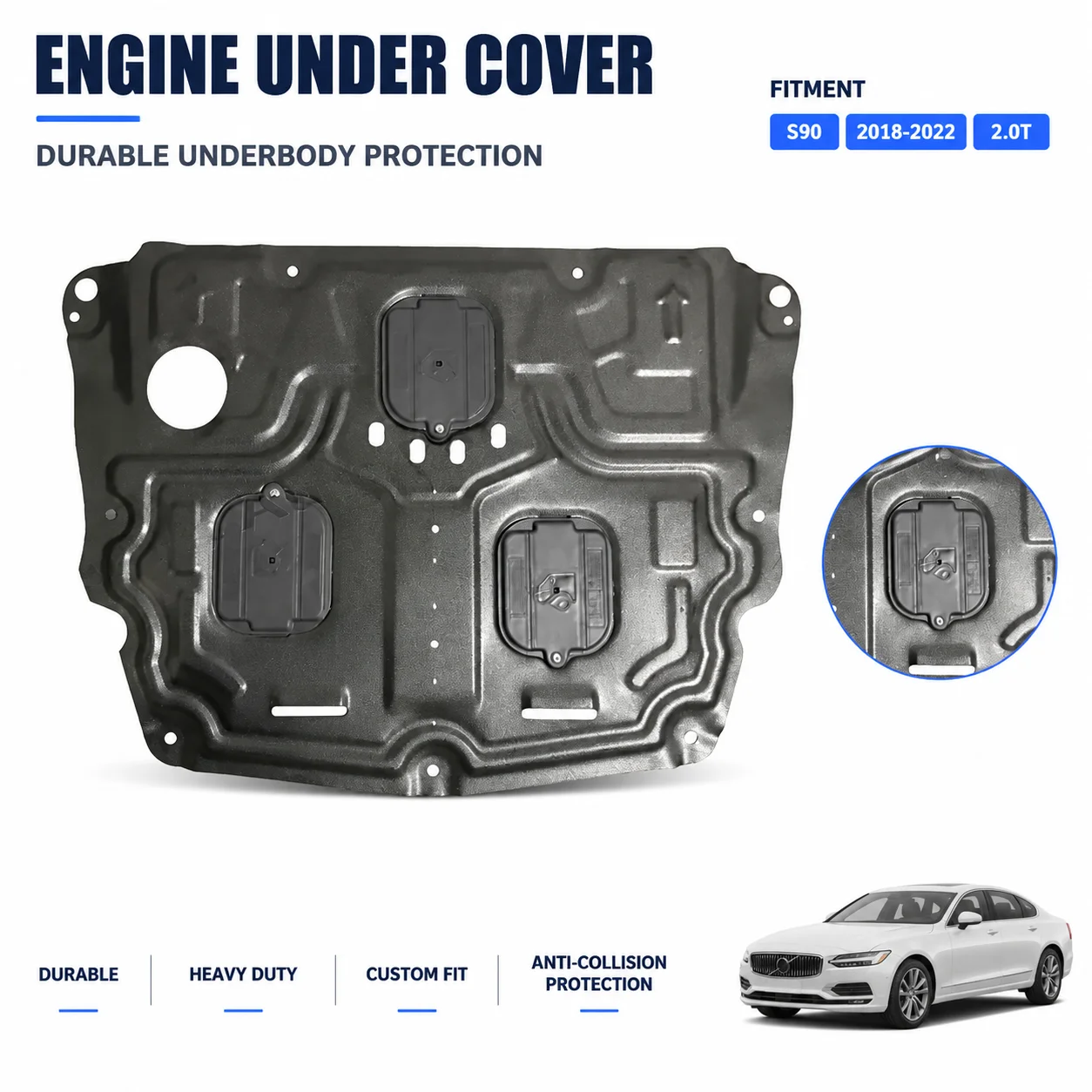 Custom Fit Underbody Protection For Volvo S90 2018-2022 2.0T Heavy Duty Anti Collision Design Secure Fitment Daily Driving
