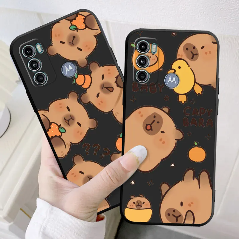 Cartoon Capybara Telefoon Hoesje Voor Motorola Moto G60 G31 G30 G73 G60 S G32 G51 G71 G22 G50 G52 G53 Achterkant Shell Tpu Zachte Hoes